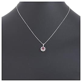 & Other Stories-Other Platinum Ruby Diamond Pendant Necklace Metal Necklace in Excellent condition-Other