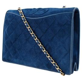 Chanel-Chanel Quilted Suede Chain Crossbody Bag Suede Shoulder Bag in Good condition-Other