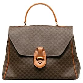 Céline-Celine Macadam Flap Handbag Bolsa de lona em bom estado-Outro