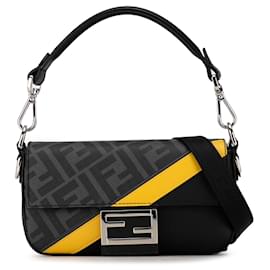 Fendi-Fendi Schwarzes Zucca 1974 Diagonal Cabrio Baguette-Andere