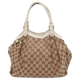 Gucci-Gucci Brown GG Leinwand Sukey Tote-Braun,Beige