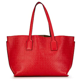 Loewe-LOEWE Red Embossed Anagram T Shopper Tote-Red