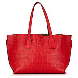 Loewe-LOEWE Cabas Anagram T Shopper rouge en relief-Rouge
