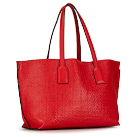 Loewe-LOEWE Red Embossed Anagram T Shopper Tote-Red