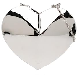 Alaïa-ALAÏA Silver Le Coeur Minaudiere Clutch on Strap-Silvery