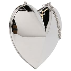 Alaïa-ALAÏA Silver Le Coeur Minaudiere Clutch on Strap-Silvery