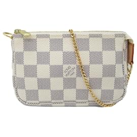 Louis Vuitton-Louis Vuitton White Damier Azur Mini Pochette Accesorios-Blanco