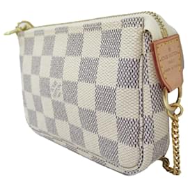 Louis Vuitton-Louis Vuitton White Damier Azur Mini Pochette Accesorios-Blanco