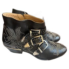 Chloé Suzanne Botas de Couro Pretas Preto