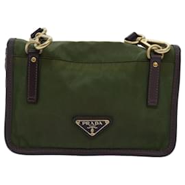 Prada-Bolso De Hombro PRADA Nylon Caqui Autenticación 74960-Caqui