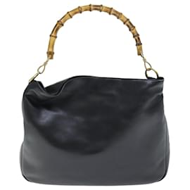 Gucci-GUCCI Sac à main en bambou cuir 2way Noir 001 1577 Auth yk12406-Noir