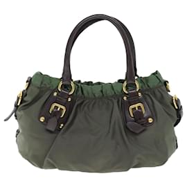 Prada-Bolso de mano PRADA Nylon 2way Caqui Auth 74539-Caqui