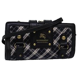 Burberry-Carteira de ombro BURBERRY Nova Check Blue Label Canvas Navy Auth 74253-Azul marinho