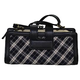 Burberry-Carteira de ombro BURBERRY Nova Check Blue Label Canvas Navy Auth 74253-Azul marinho