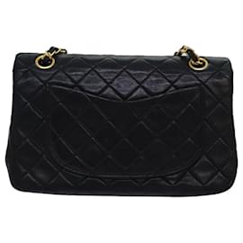 Chanel-CHANEL Matelasse Chain Shoulder Bag Lamb Skin Black CC Auth 72241A-Black