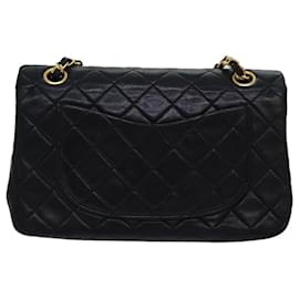Chanel-Bolso de hombro con cadena CHANEL Matelasse Piel de cordero Negro CC Auth 72241A-Negro