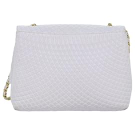 Bally-BALLY Sac à bandoulière en chaîne matelassé Cuir Blanc Auth yk12523-Blanc