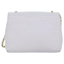 Bally-Bolsa de ombro com corrente acolchoada BALLY couro branco Auth yk12523-Branco