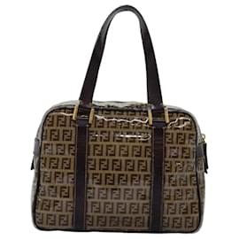 Fendi-Bolsa de mão FENDI Zucchino Canvas Bege Auth yk12558-Bege