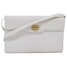 Gucci-Bolso de hombro entrelazado GUCCI Cuero Blanco Auth yk12575-Blanco