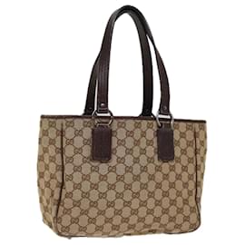 Gucci-GUCCI GG Canvas Hand Bag Beige 113019 Auth mr161-Beige