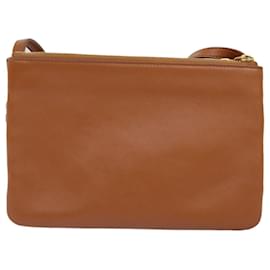 Céline-CELINE Trio Umhängetasche Leder Braun Auth mr168-Braun