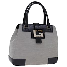 Gucci-GUCCI Hand Bag Canvas Gray Auth yk12484-Grey