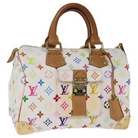 Louis Vuitton-LOUIS VUITTON Monograma Multicolor Speedy 30 Bolsa de Mão Branca M92643 Autenticação12456-Branco