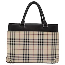 Burberry-BURBERRY Nova Check Sac à main Toile Beige Auth bs14326-Beige