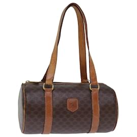 Céline-Bolso de mano CELINE Macadam Canvas PVC Marrón Auth bs14322-Castaño