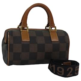 Fendi-FENDI Pecan Canvas Hand Bag 2way Brown Black Auth yk12478-Brown,Black