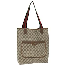 Gucci-GUCCI GG Supreme Web Sherry Line Tote Bag Beige Red Green 39 02 003 Auth 73610-Red,Beige,Green