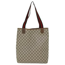 Gucci-GUCCI GG Supreme Web Sherry Line Tote Bag Beige Red Green 39 02 003 Auth 73610-Red,Beige,Green