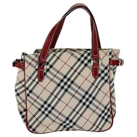 Burberry-BURBERRY Nova Check Blue Label Handtasche Nylon Beige Auth yk12517-Beige