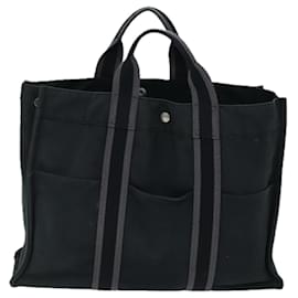 Hermès-HERMES Fourre Tout Hand Tasche Segeltuch 5Set Schwarz Navy grey Auth ki4467-Schwarz,Grau,Marineblau