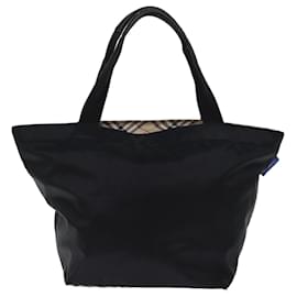 Autre Marque-Burberrys Nova Check Blue Label Hand Bag Nylon Black Auth bs14212-Black