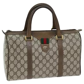 Gucci-GUCCI Borsa Boston GG Supreme Web Sherry Line PVC Beige Rosso 69 02 007 Auth yk12611-Rosso,Beige