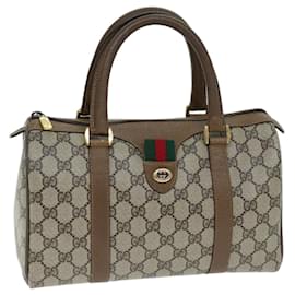 Gucci-GUCCI GG Supreme Web Sherry Line Boston Tasche PVC Beige Rot 40 02 006 Auth yk12612-Rot,Beige