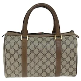 Gucci-GUCCI Borsa Boston GG Supreme Web Sherry Line PVC Beige Rosso 40 02 006 Auth yk12612-Rosso,Beige