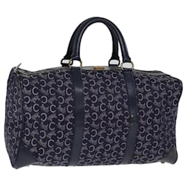 Céline-CELINE C Macadam Canvas Boston Bag Navy Auth 74992-Navy blue