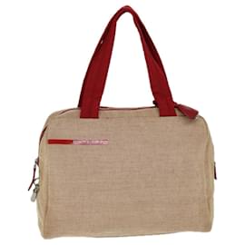 Prada-PRADA Sports Tote Bag Canvas Red Beige Auth 75127-Red,Beige