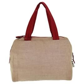 Prada-PRADA Sports Tote Bag Canvas Red Beige Auth 75127-Red,Beige