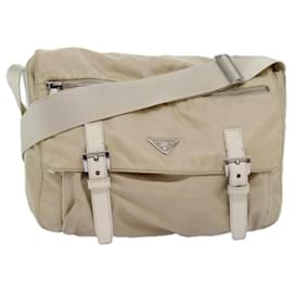 Prada-PRADA Shoulder Bag Nylon Beige Auth 74401-Beige
