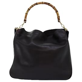 Gucci-GUCCI Borsa a tracolla Bamboo Pelle 2 vie Nera 001 1577 Auth 74564-Nero