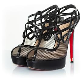 Christian Louboutin-Christian Louboutin, talons résille à bride arrière Branda.-Noir