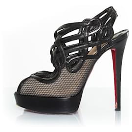 Christian Louboutin-Christian Louboutin, talons résille à bride arrière Branda.-Noir