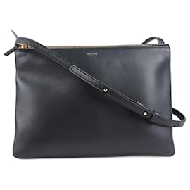 Céline-Celine Large Trio Crossbody Bag in Black-Black