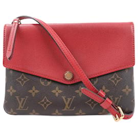 Louis Vuitton-Louis Vuitton Monogram Twice Umhängetasche in Rot M50184-Braun