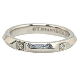 Tiffany & Co-Anel de metal com faixa de diamante Tiffany & Co Platinum 5P em bom estado-Outro