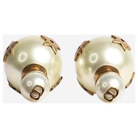 Christian Dior-Cream pearl star detail tribal earrings-Cream